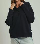 Emery Navy Cloudknit Top