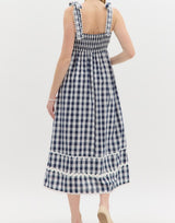 Noelle Navy Gingham Midi Dress