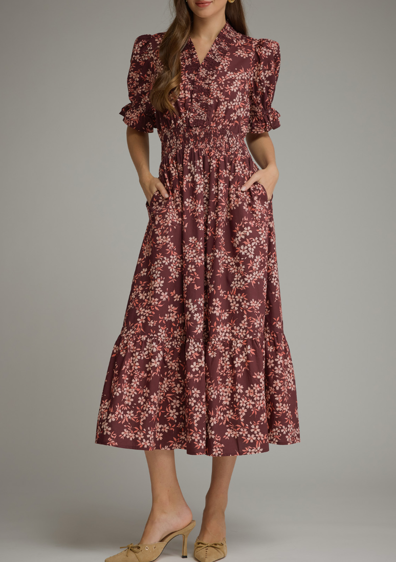 Willow Burgundy Floral Dress