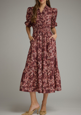 Willow Burgundy Floral Dress