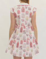 Janet Print Flutter Sleeve Mini Dress