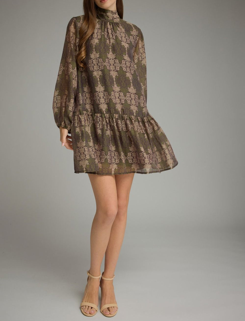 Braylon Olive Brown Print Dress