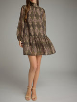 Braylon Olive Brown Print Dress