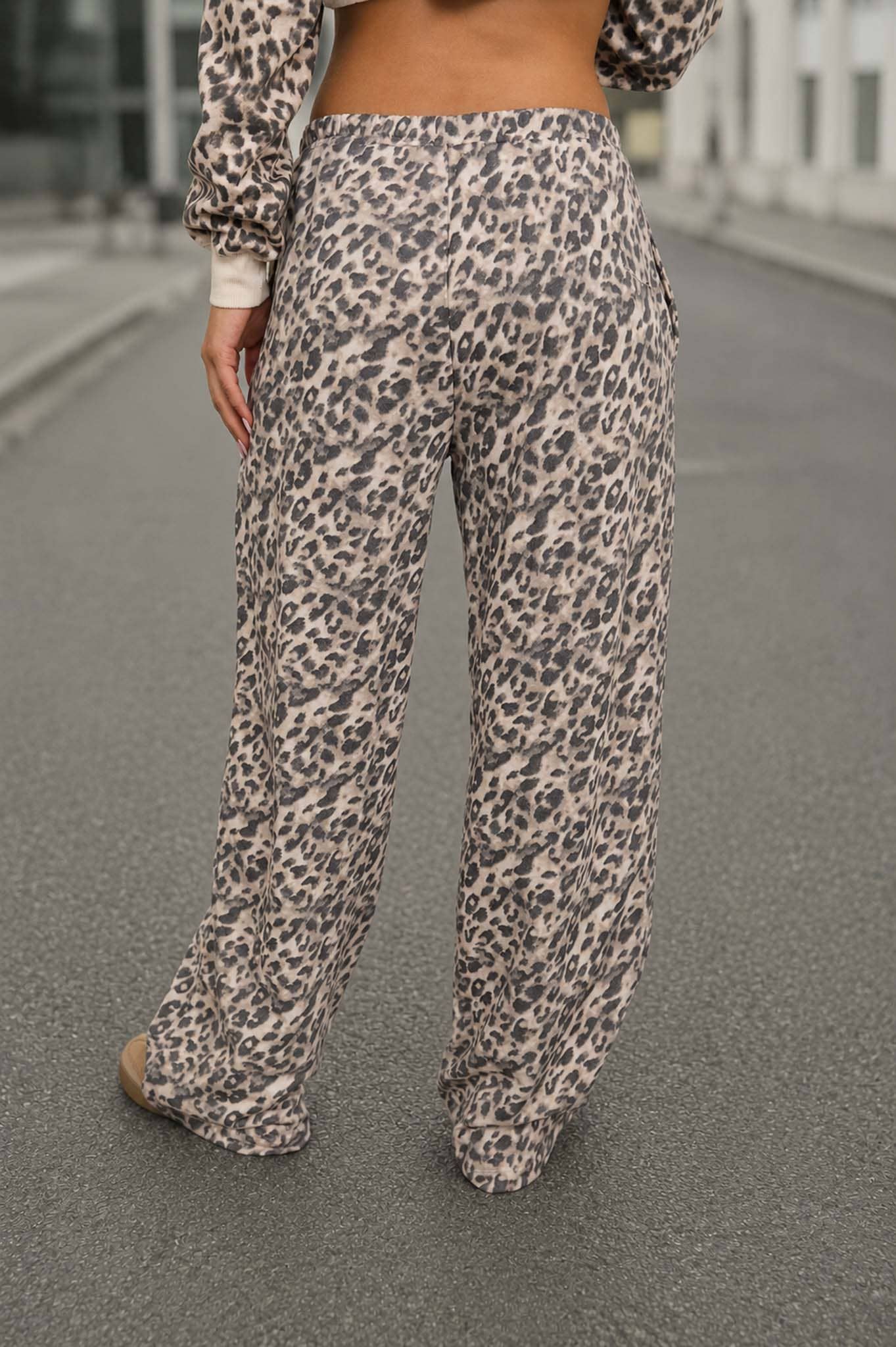 Leopard Drawstring Wide Leg Pant