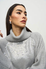 JR Sweater Knit Boxy Top With Sequins Detail