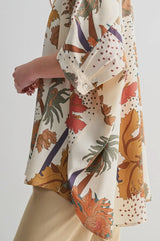 Irene Ivory Flower Print Oversized Top