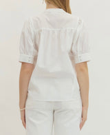 Jeanie Short Puff Sleeve Button Top