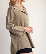 Tori Stand Neck Button Sleeve Shirt