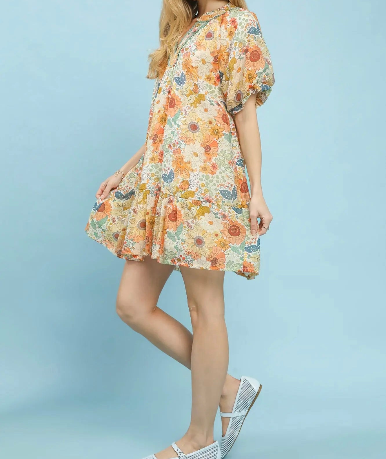 Honey Floral Print Mini Dress