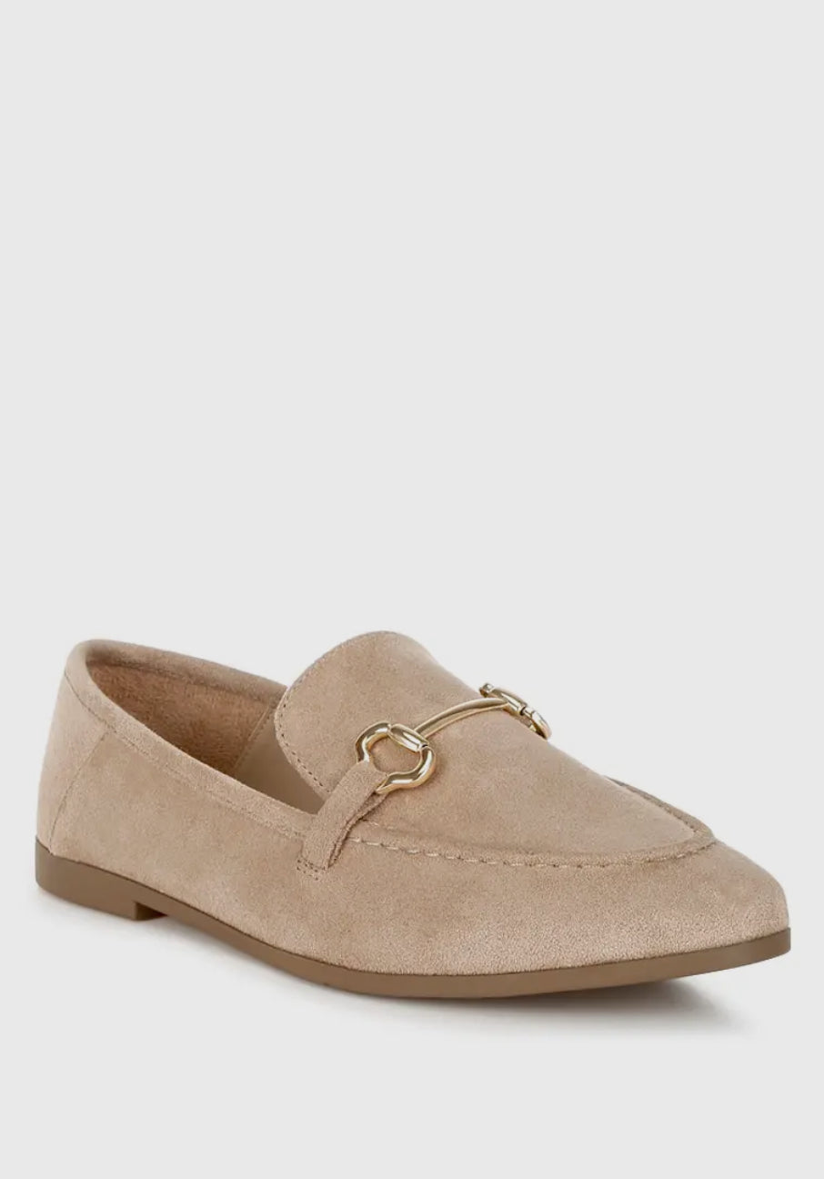 Kingsley Taupe Horsebit Embellished Loafers