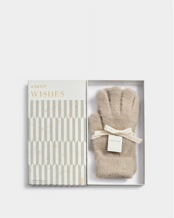 Katie Loxton Taupe Knit Gloves-Boxed