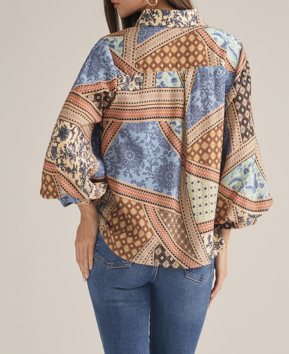 Chloe Patchwork Print Blouse