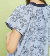 Christie Striped Embroidered V Neck Top