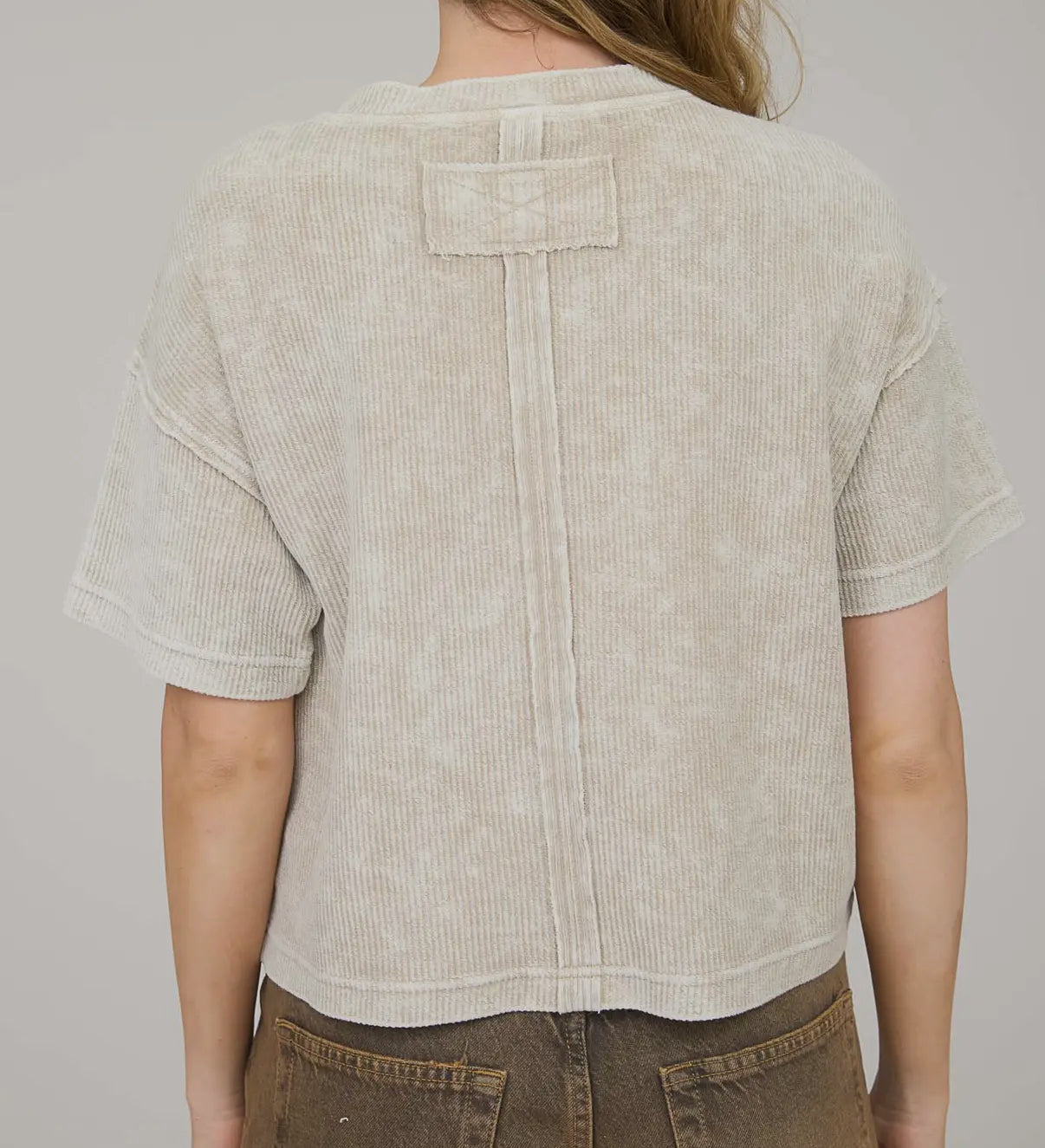 Melina Washed Ribbed Short Sleeve Tee