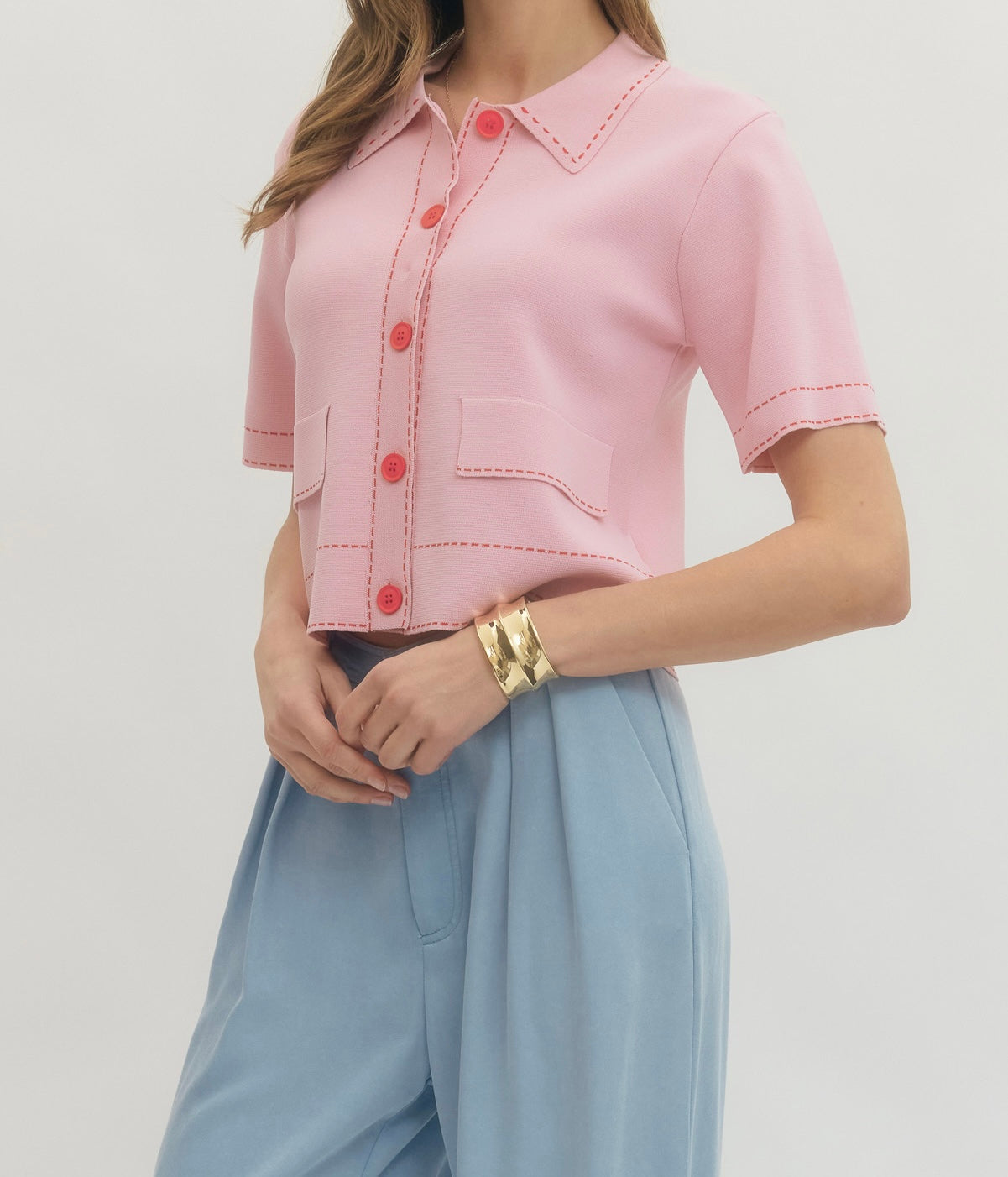 Sarah Contrast Trim Top