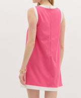 Fuchsia Mini Dress With Gold Buttons