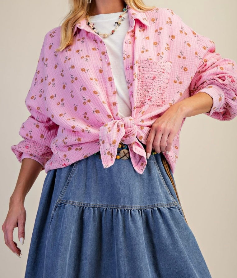 Cotton Candy Mixed Print Top