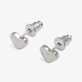 A Littles & Co Silver Mother Of Pearl Heart Stud Earrings