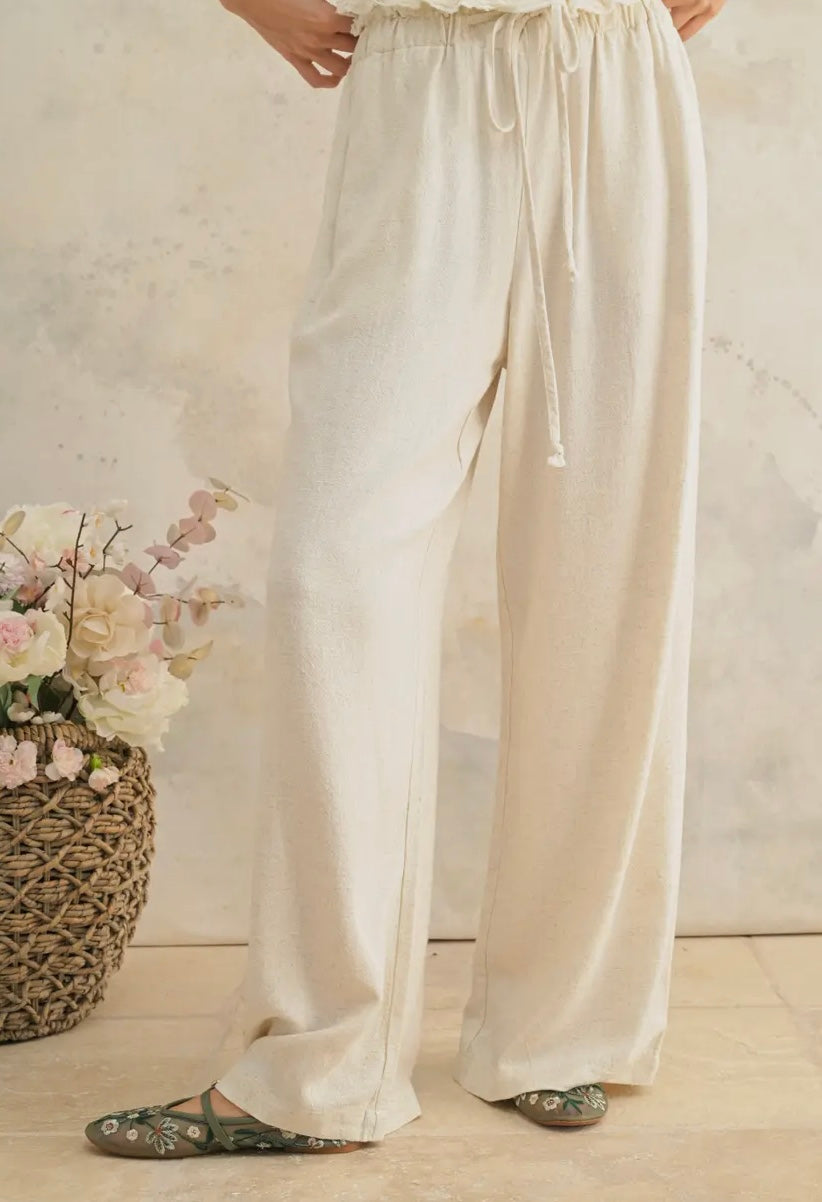 Mindy Linen Elastic Waist Pants