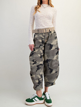 Annie Washed Camo Barrel Pants