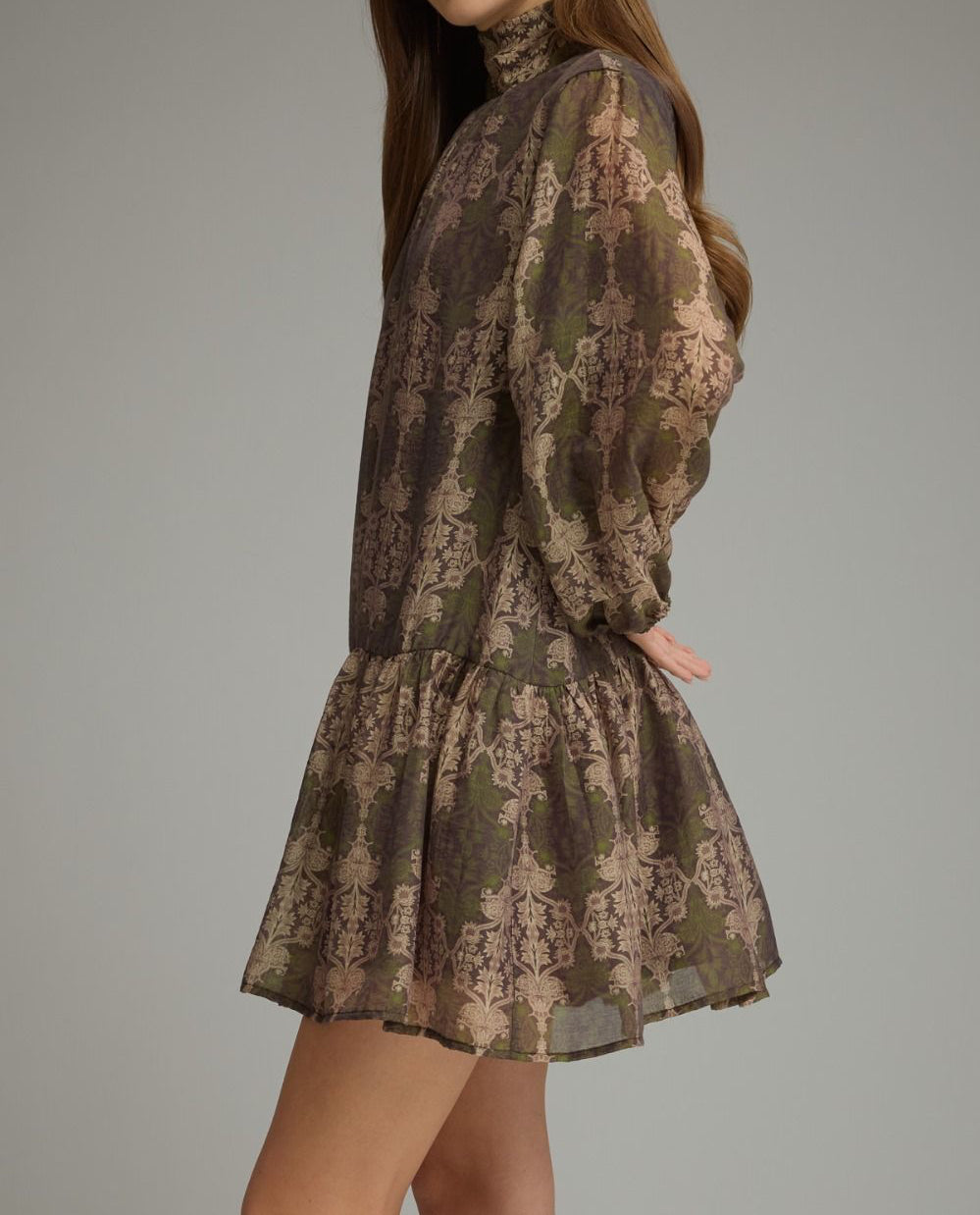 Braylon Olive Brown Print Dress