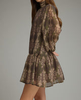 Braylon Olive Brown Print Dress