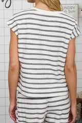 Stephanie Striped Short Sleeve Knit Top