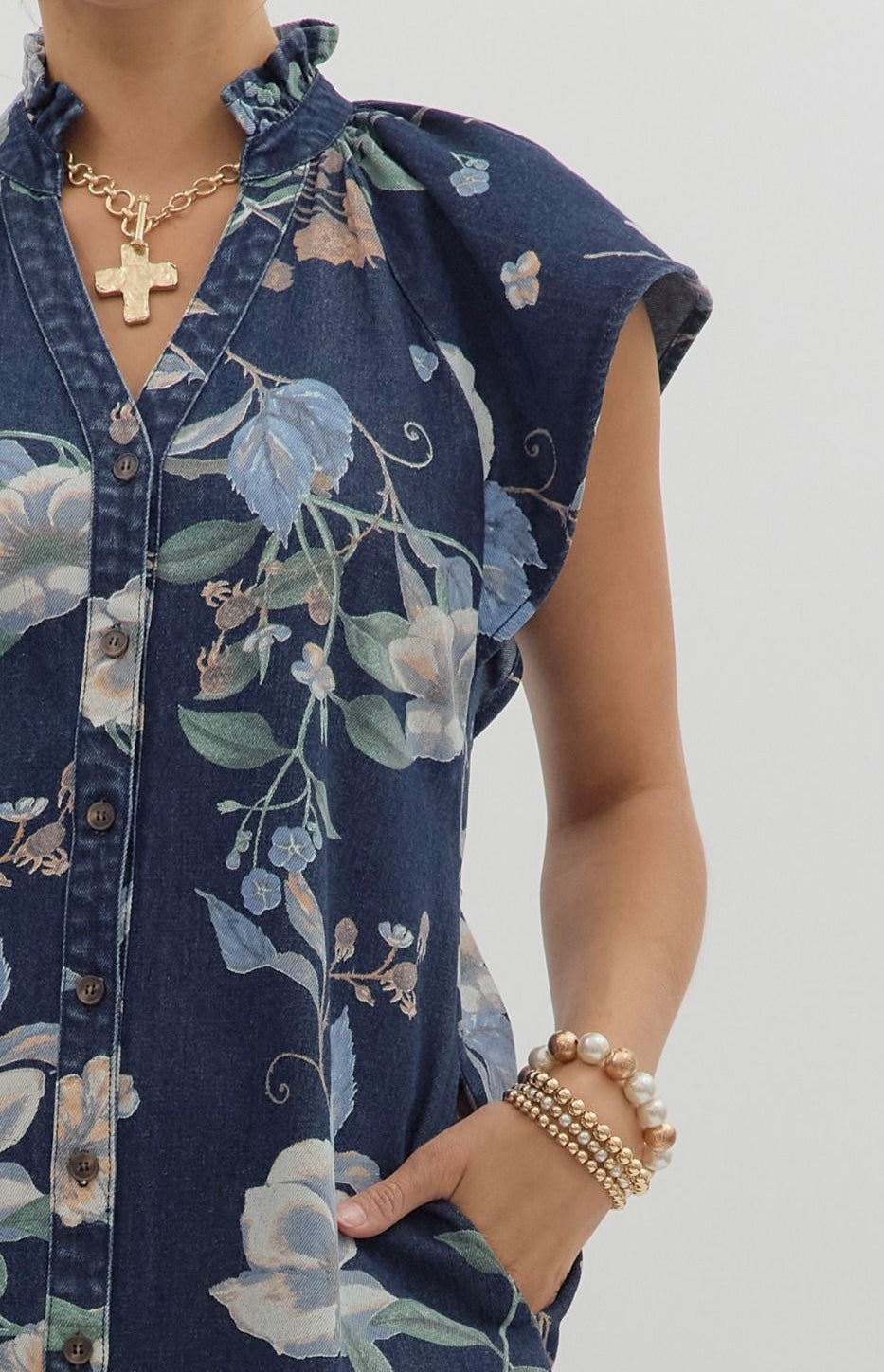 Meadow Denim Floral Dress