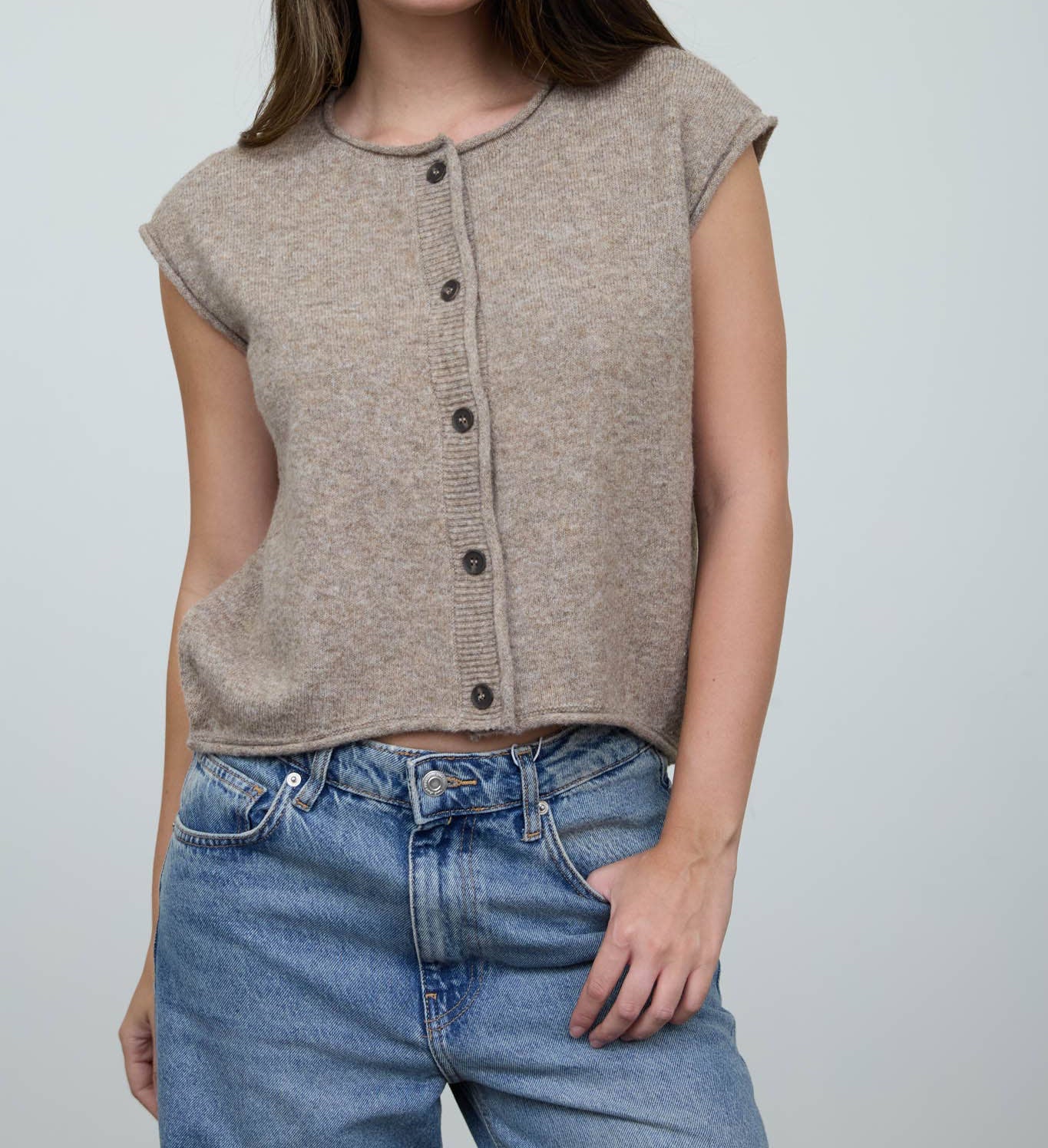 Monica Rolled Edge Knit Vest