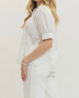 Jeanie Short Puff Sleeve Button Top