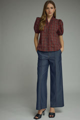 Gabby Plaid Short Sleeve Top