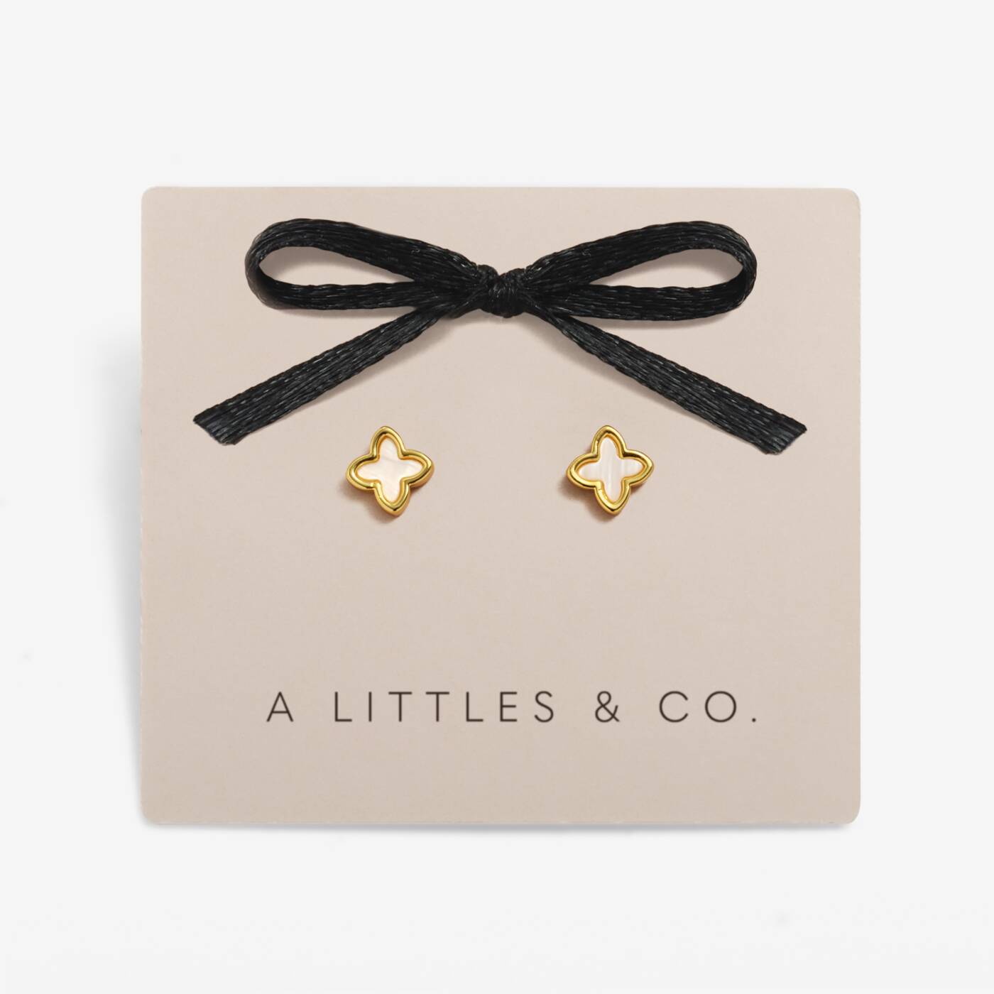 A Littles & Co Mother Of Pearl Clover Stud Earrings