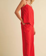 Ruby Red Cami & Wide Leg Pant Set