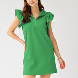 Paige Green Ruffle Sleeve  Dress