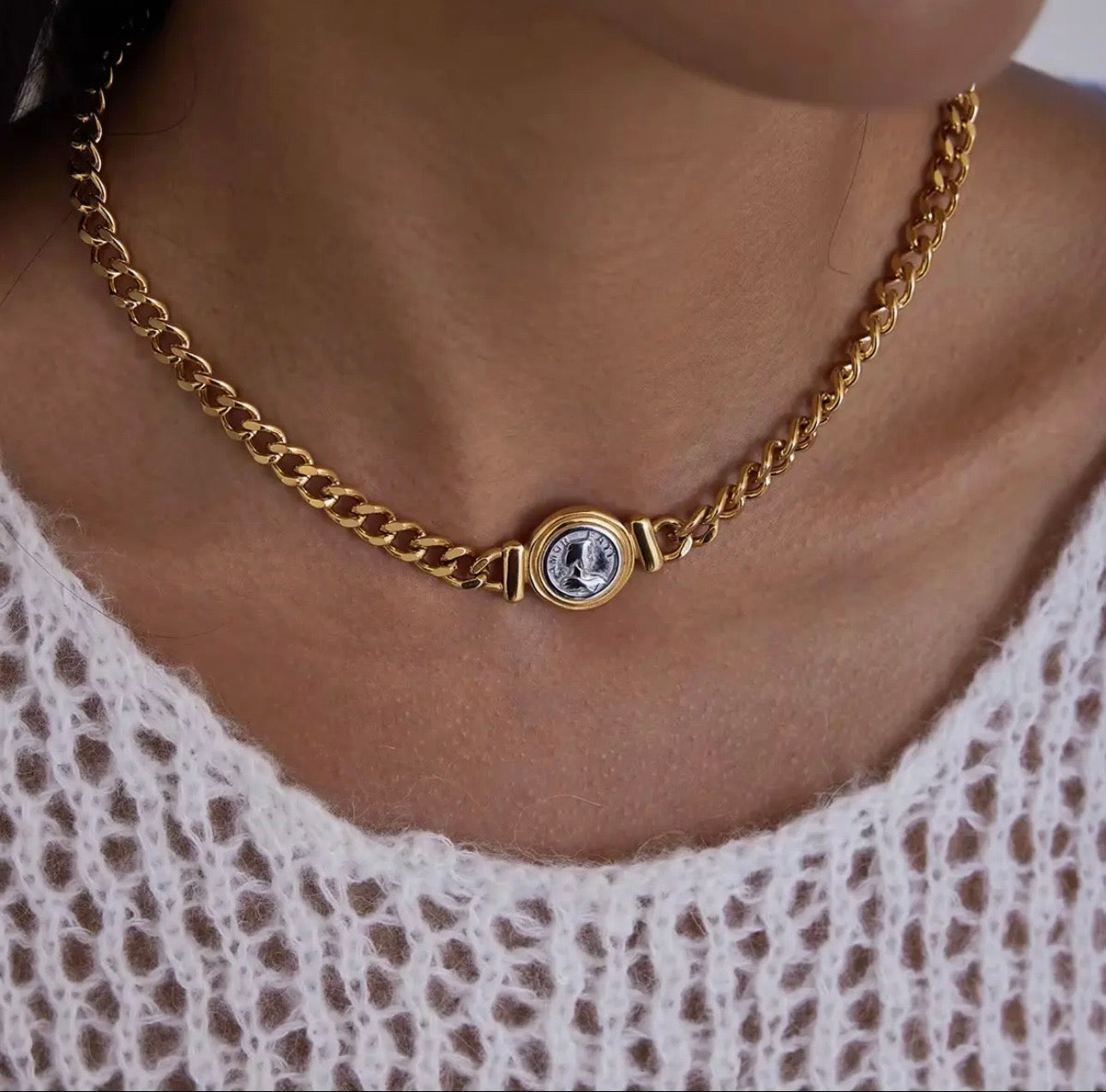 2 Tone Coin Necklace