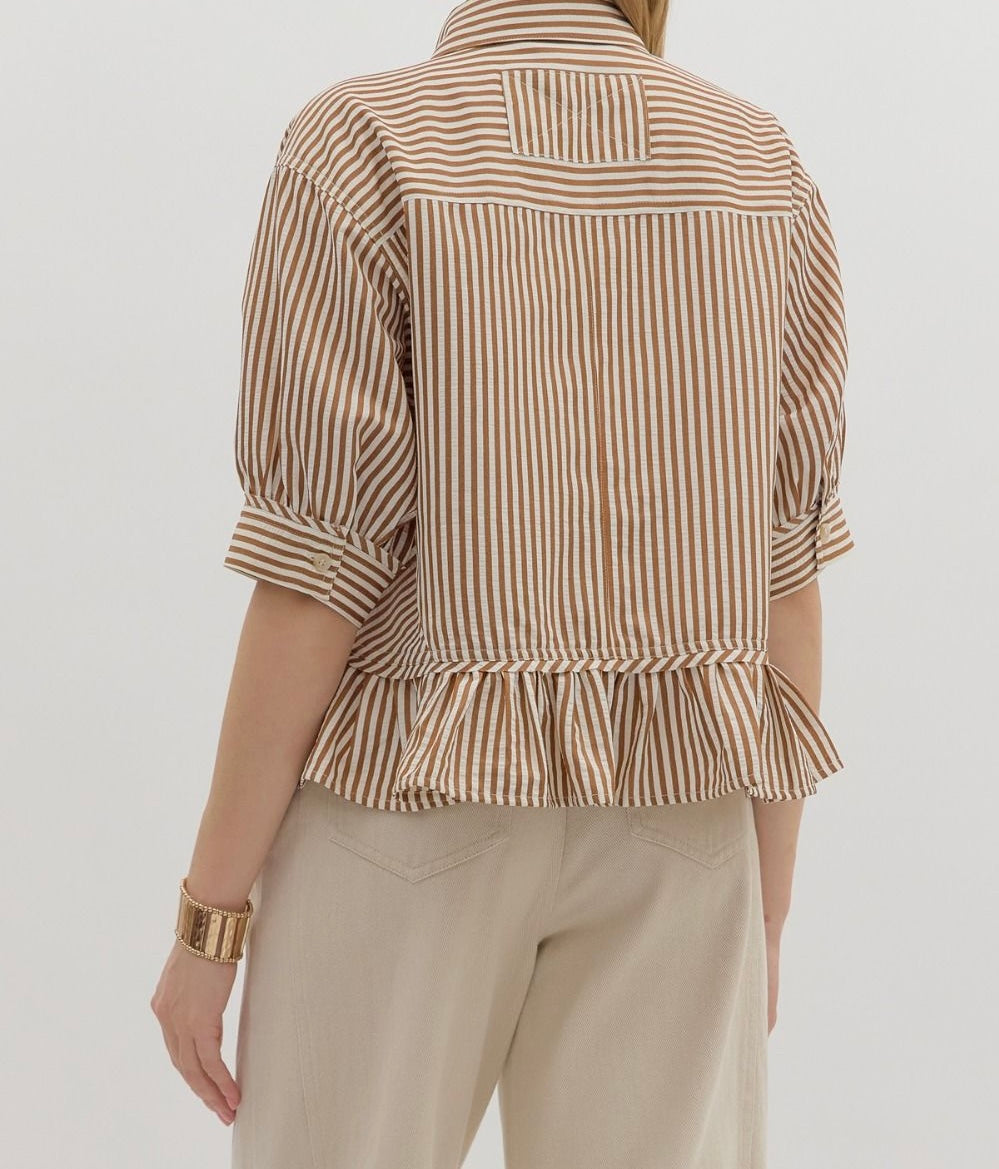 Rikki Stripe Ruffle Hem Bottom