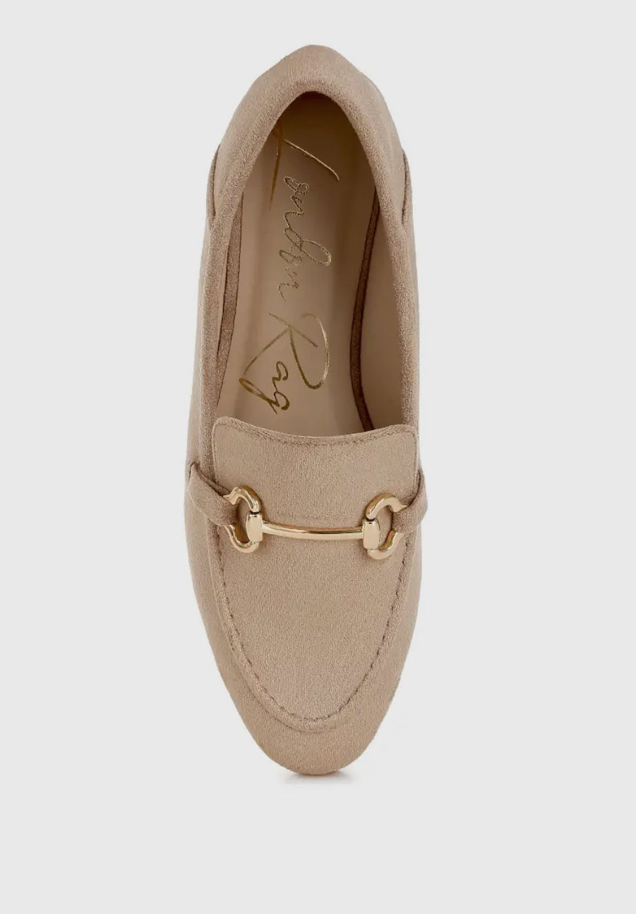 Kingsley Taupe Horsebit Embellished Loafers