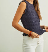 Naval Sleeveless Smock Blouse