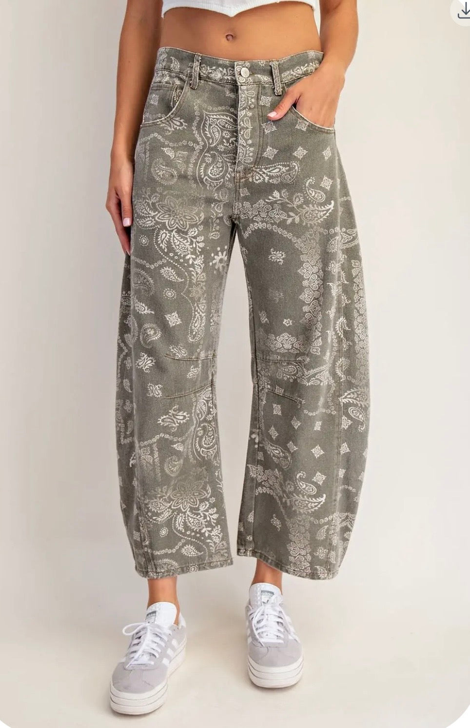 Army Paisley Barrel Pant