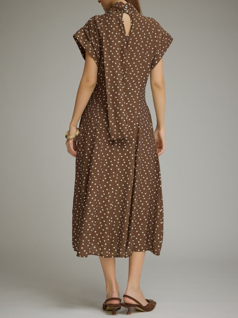 Pamela Mock Tie Neck Dress