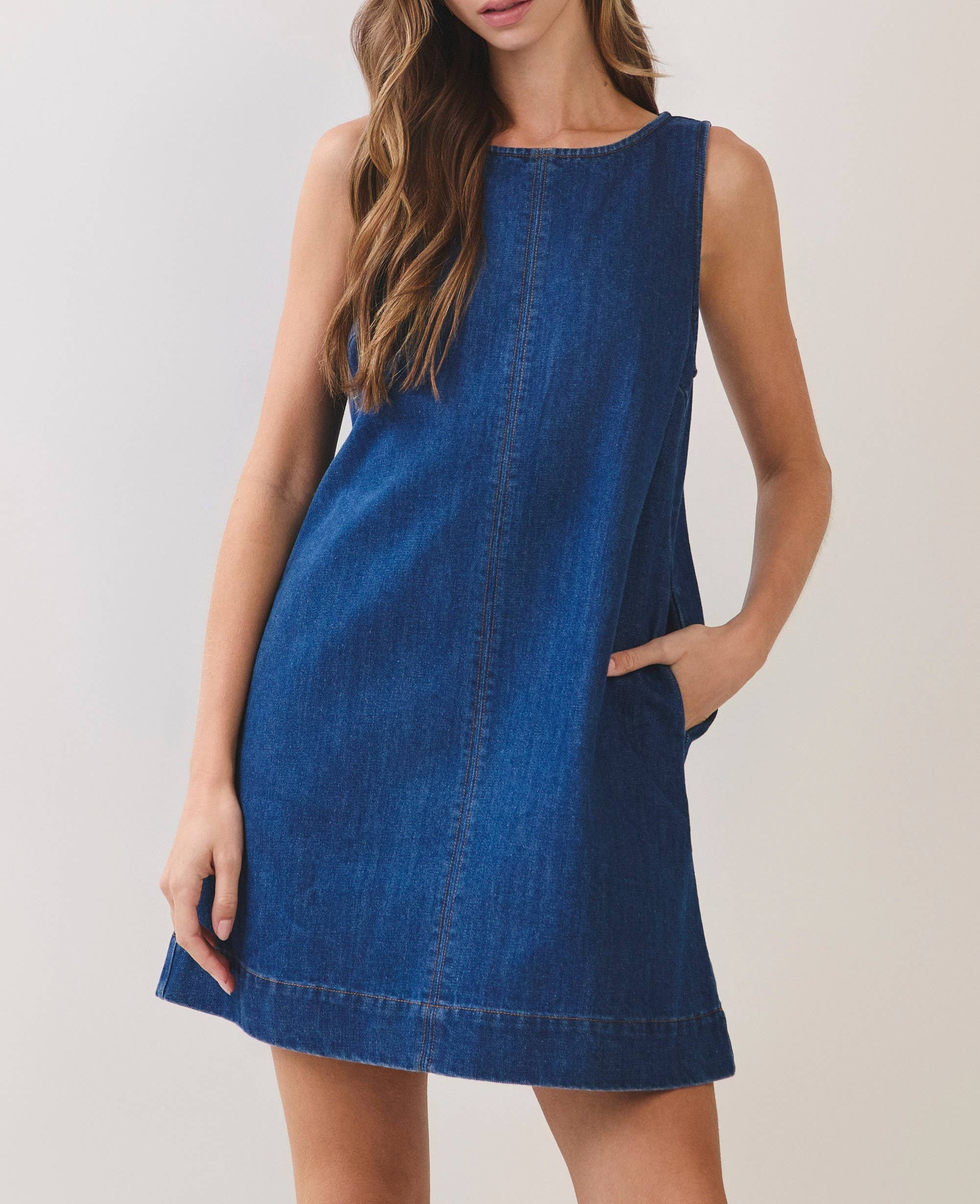 Levie Denim Shift Mini Dress