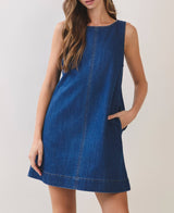 Levie Denim Shift Mini Dress