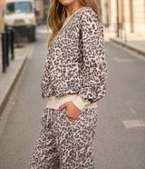 Leopard Boxy V Neck Top