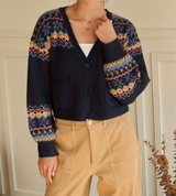 Sarah Navy Multi Knit Cardigan
