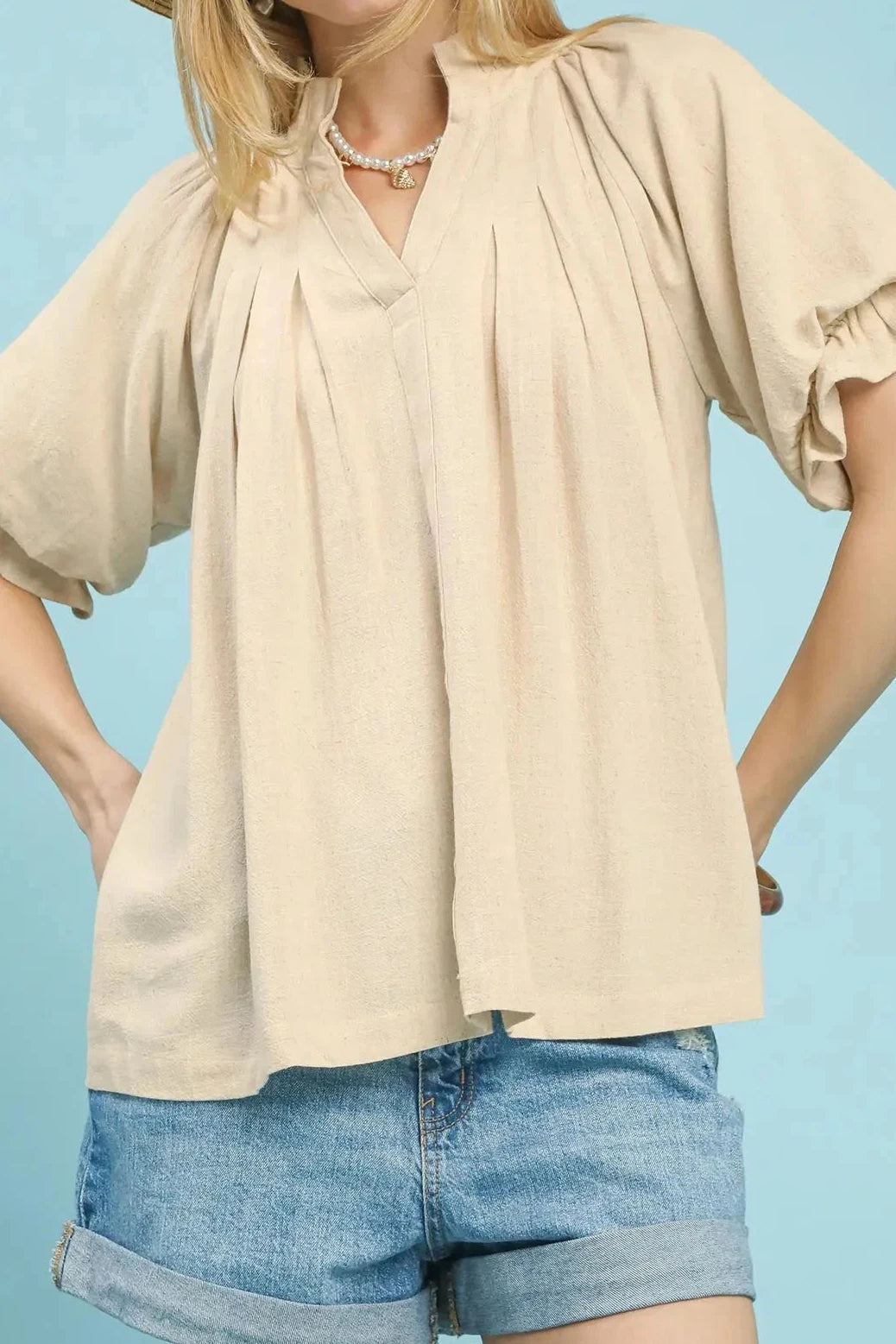 Kelli Oatmeal Linen Top
