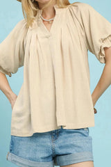 Kelli Oatmeal Linen Top