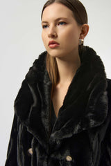 JR Textured Faux Fur Shawl Collar Coat