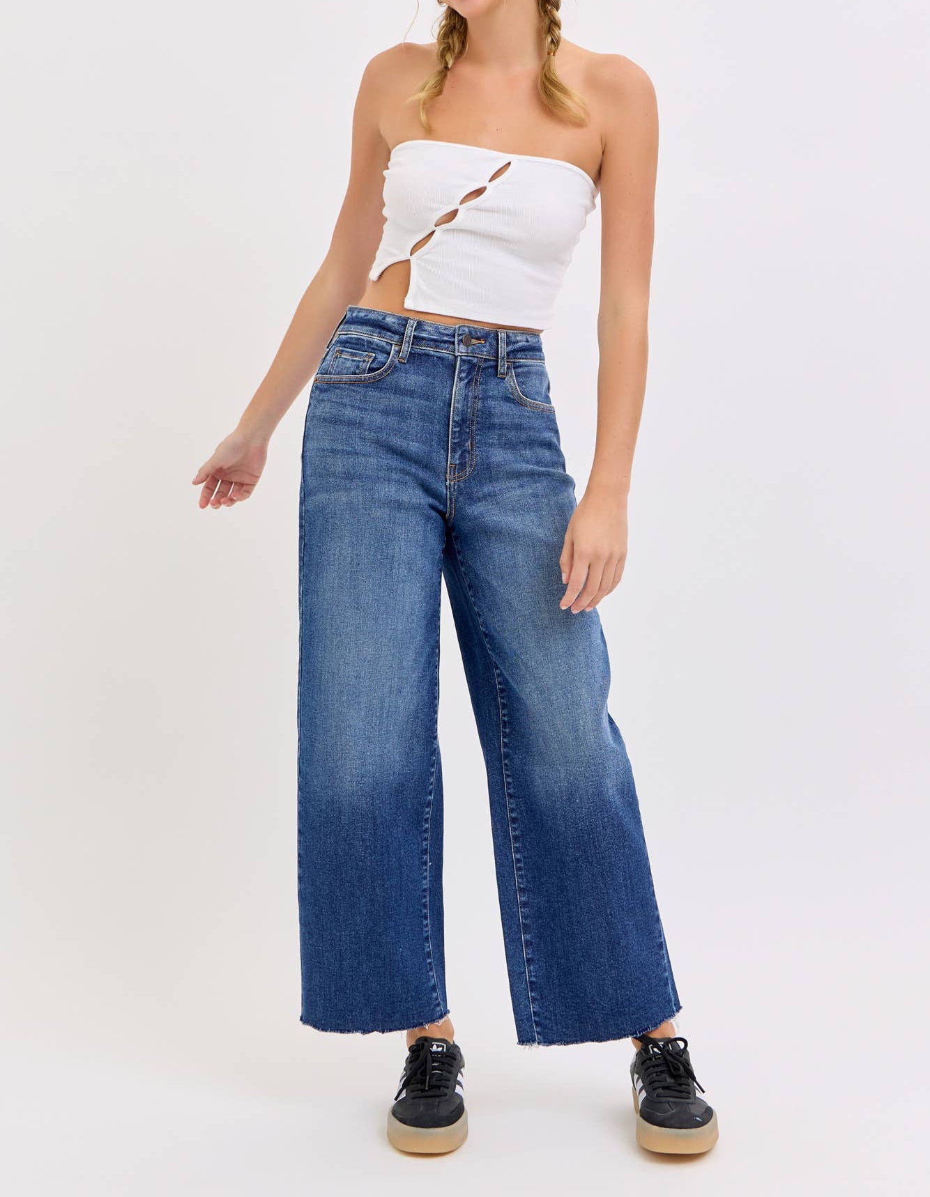Lisa High Rise Crop Wide Leg with Raw Hem