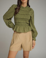 Charlotte Ruffle Mock Neck Top
