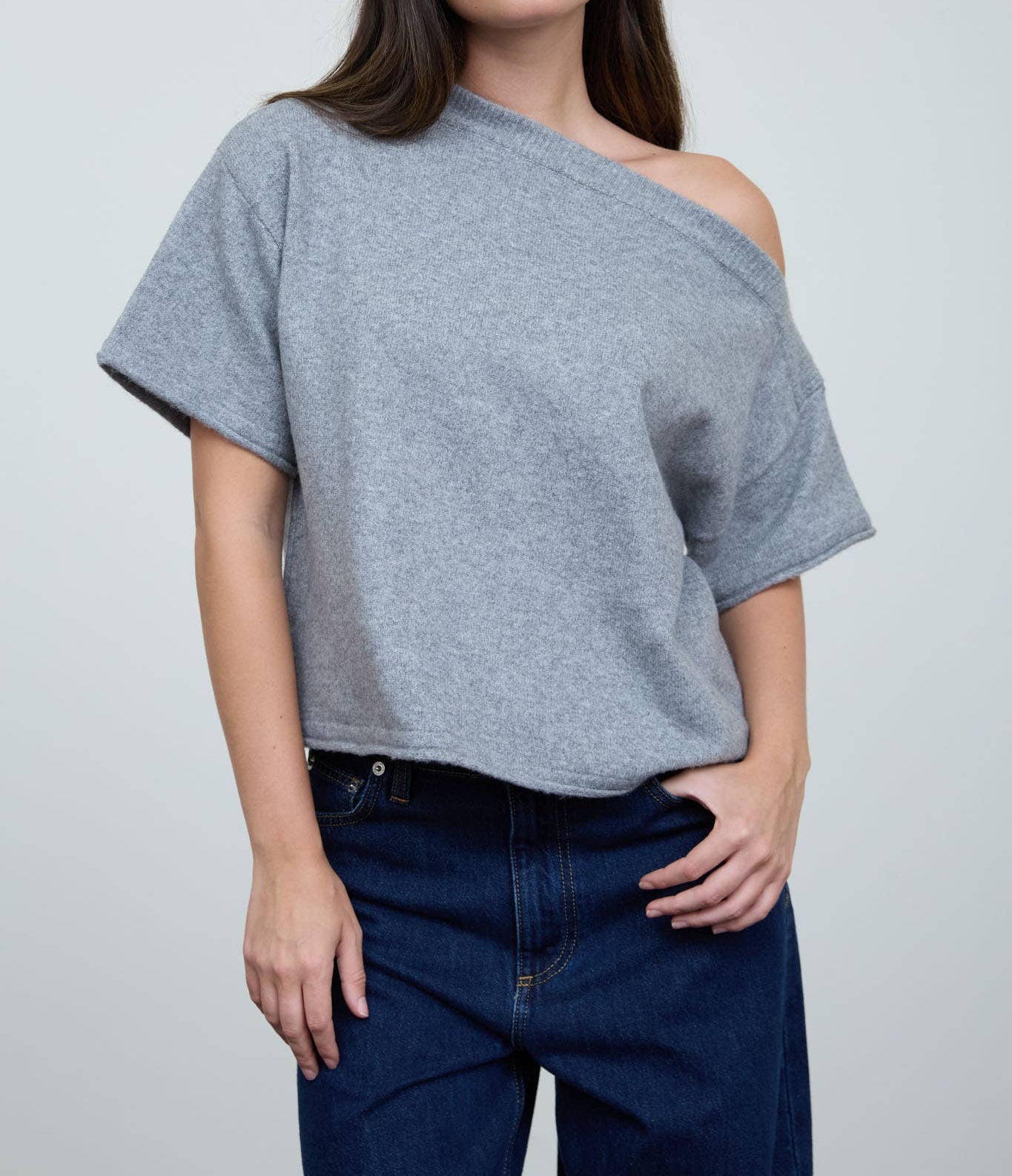 Sara Off Shoulder Boxy Sweater Top